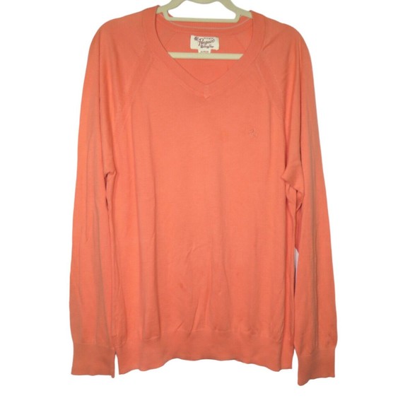 Vintage Original Penguin By Munsingwear Men's Sweater Pale Orange Cotton Size XL